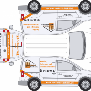 Autobeschriftung - VW Caddy Maßstabsgetreuer Entwurf